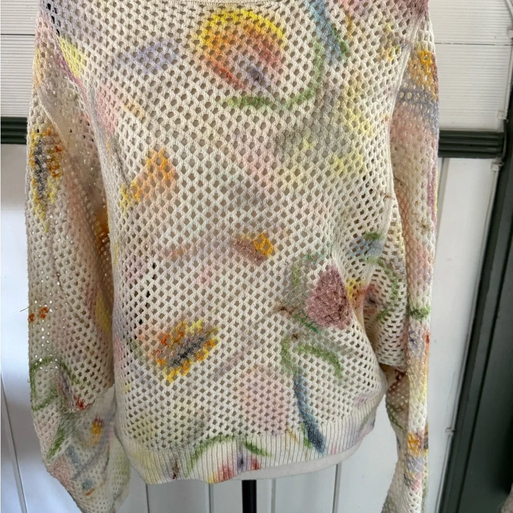Anthropologie Klaas Jonkman Mesh-Stitch Crew-Neck Sweater